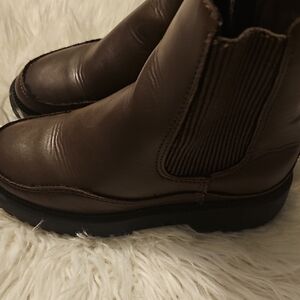 Old NAVY Kids Brown Leather Ankle Boots Sz. 12
